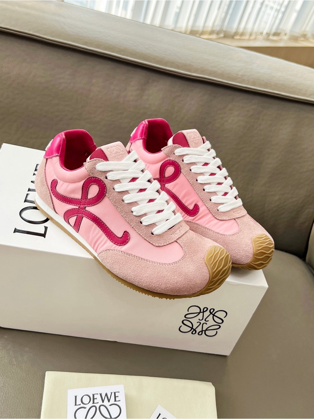 Loewe Pink & Magenta Suede-Trim Sneakers